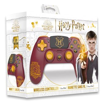 Harry Potter - Manette Sans Fil PS4 - Prise Jack - Boutons Lumineux - Gryffondor - Rouge