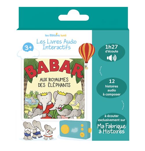 Coffret livre audio Lunii Babar aux royaumes des éléphants pour Ma Fabrique à Histoires