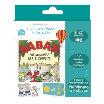 Conteuse d’histoires Lunii Coffret Album Babar Aux Royaumes des Éléphants
