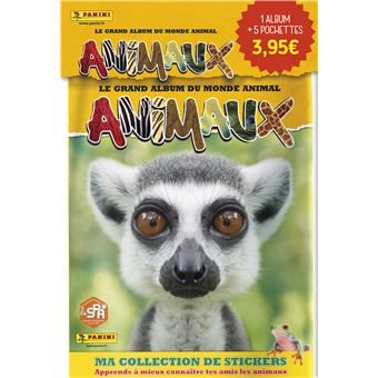 Jeu de cartes Panini Album Animaux 5 pochettes