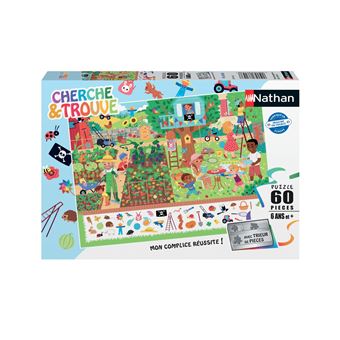 Puzzle enfant 60 pièces Nathan Au jardin Cherche et trouve