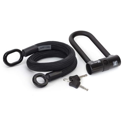 Antivol Texlock Tissé Kevlar 80 cm et Grand U Noir Certifié FUB