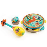 Set instruments de musiques Djeco Tambourin avec maracas et castagnettes