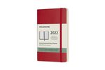 Agenda semainier Moleskine Format de poche Couverture souple 2022 Rouge Ecarlate