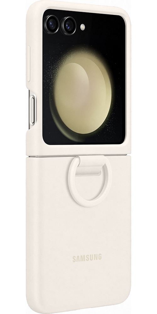 Coque en silicone avec anneau pour Samsung Z Flip 5 Crème