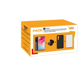 Pack Smartphone Xiaomi Mi Note 10 Lite 6.47&quot; Double SIM 128 Go Noir + Ecouteurs Bluetooth Xiaomi Earbuds Noir + Coque TPU Liquid pour Xiaomi Mi Note 10 Lite Noir et Orange + Protège écran verre trempé pour Xiaomi Mi Note 10 Lite Transparent - 1