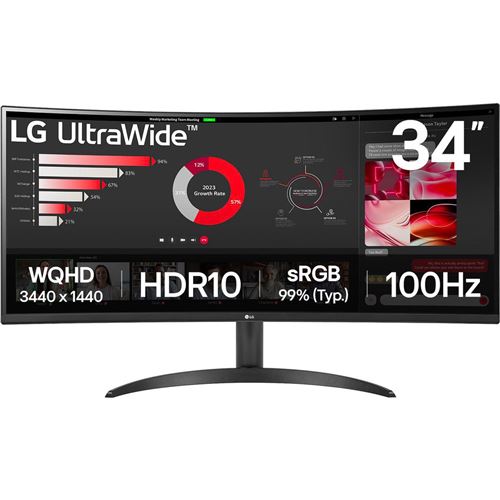 Ecran PC LG UltraWide 34WR50QK-B 34 Incurvé WQHD