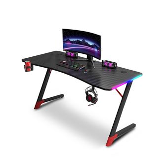 Bureau ergonomique gamer avec porte gobelet et support casque Urban Factory Ergo LED Noir