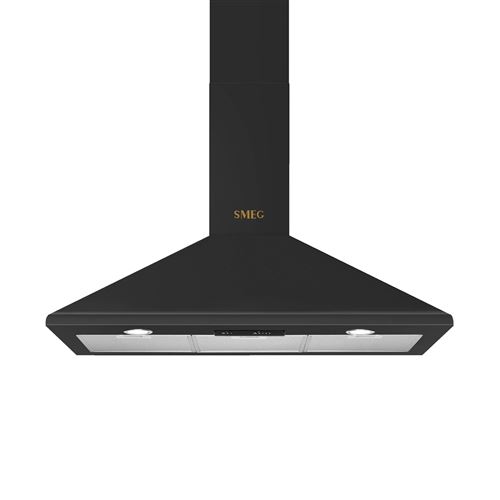 Smeg Hotte Decorative Esthetique ''Coloniale'' 90 Cm, Murale Pyramidale, Curseur De Selection, Eclairage 2 Led, Capacite Sur 3Eme Vitesse De 588 M3/H, 3 Filtres Aluminium Anti-Graisses, Niveau Sonore Sur La Premiere Vitesse 50 Db(A), Classe B