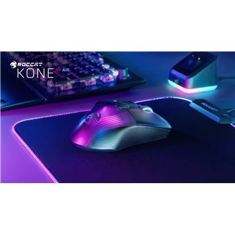 ROCCAT Kone XP Air - Souris - optique - 10 boutons - sans fil, filaire - Bluetooth, 2.4 GHz - récepteur sans fil USB - blanc