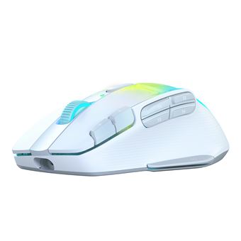 ROCCAT Kone XP Air - Souris - optique - 10 boutons - sans fil, filaire - Bluetooth, 2.4 GHz - récepteur sans fil USB - blanc