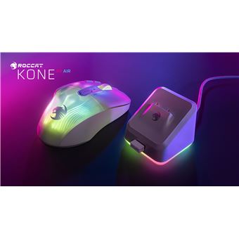 ROCCAT Kone XP Air - Souris - optique - 10 boutons - sans fil, filaire - Bluetooth, 2.4 GHz - récepteur sans fil USB - blanc