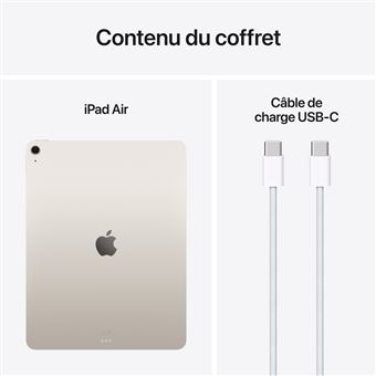 Apple iPad Air 13" Puce M3 512 Go Wifi 7ème génération 2025 Lumière Stellaire