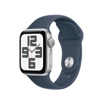 Apple Watch SE (GPS) - 2e génération - 40 mm - aluminium argenté - montre intelligente avec bande sport - fluoroélastomère - bleu orage - taille du bracelet : S/M - 32 Go - Wi-Fi, Bluetooth - 26.4 g