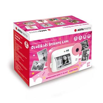 AGFA Photo Realikids Instant Cam Rose - Appareil Photo Instantané Enfant Avec Carte SD 32GB + 3 Rouleaux Papier