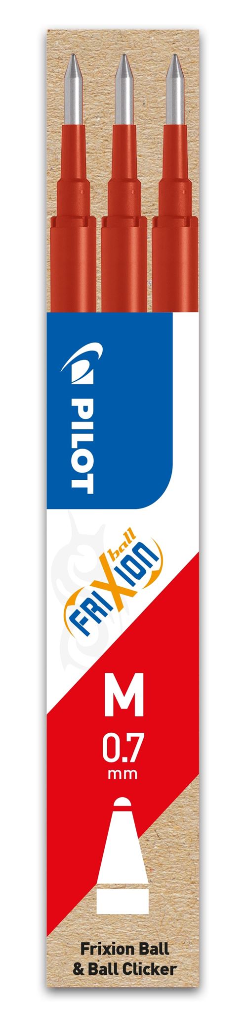 Set De 3 Recharges Pilot Frixion Ball Rouge Pointe Moyenne