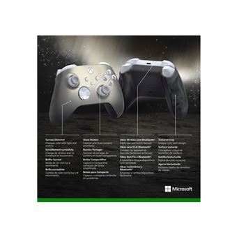 Microsoft Xbox Wireless Controller - Lunar Shift Special Edition - manette de jeu - sans fil - Bluetooth - gris, noir caoutchouté - pour PC, Microsoft Xbox One, Microsoft Xbox One S, Microsoft Xbox One X