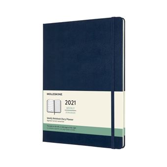 Agenda-carnet 2021 semainier Moleskine Rigide très grand format Bleu