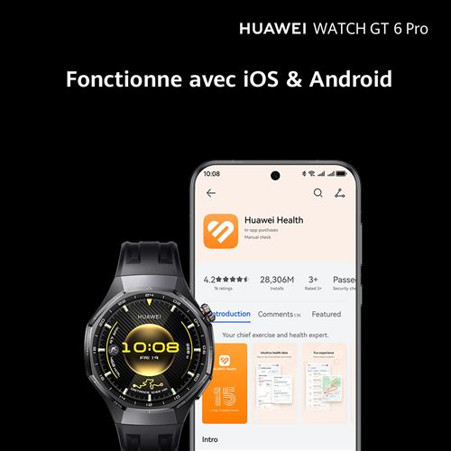 Huawei Watch GT6 Pro 46 mm Bluetooth - Smartwatch - Schwarz mit