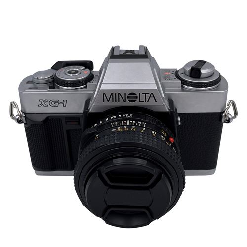 Appareil photo argentique Minolta XG-1 50 mm f2 MD Rokkor Argent et Noir Reconditionné