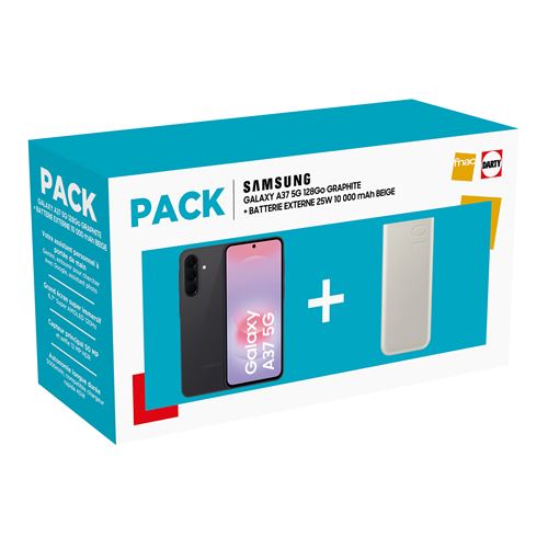 Acheter Pack Smartphone Samsung Galaxy A37 6,7"" 5G Nano SIM 128 Go Graphite + Batterie Externe 10A ULTRA rapide 25W USB typeC Beige État correct - 350,99 € Pack Smartphone Samsung Galaxy A37 6,7"" 5G Nano SIM 128 Go Graphite + Batterie Externe 10A ULTRA rapide 25W USB typeC Beige État correct - Samsung reconditionné disponible sur Fnac