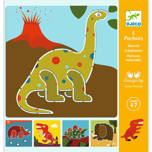 Kit créatif Djeco 5 pochoirs Dinosaures - Djeco