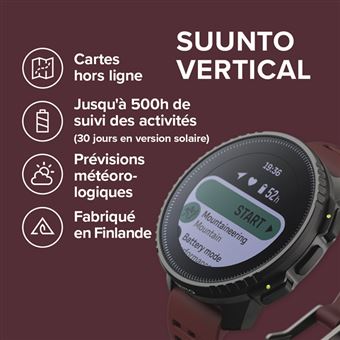 Montre connectée Suunto Vertical Black Ruby avec bracelet silicone Noir et Rouge