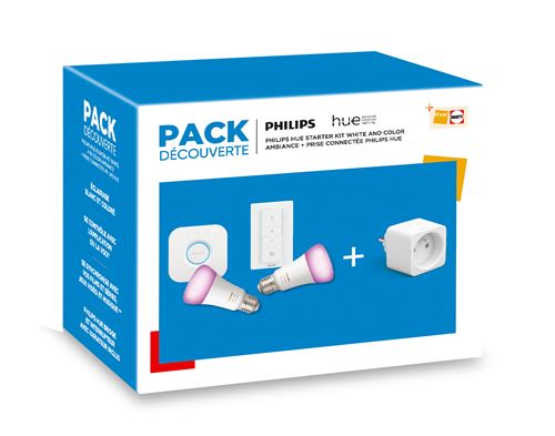 Pack Découverte Philips Hue Starter Kit Blanc Et Couleur + Prise Connectée Philips Hue Blanc