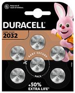 Pack de 6 piles lithium Duracell CR2032 Gris