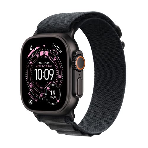 Apple Watch Ultra 3 GPS + Cellular 49mm Boitier en Titane Noir avec Boucle Alpine noir Large