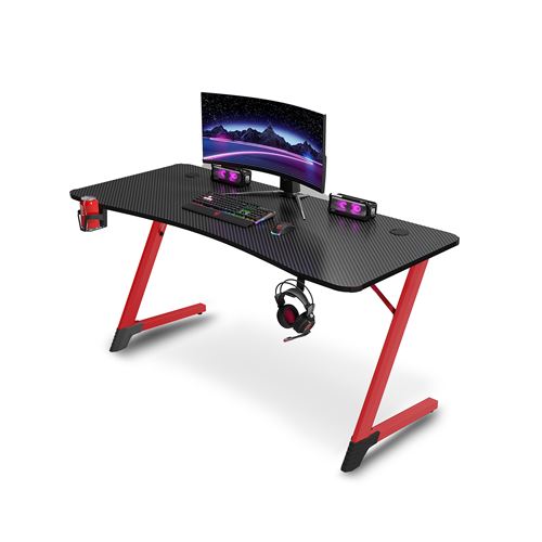 Bureau Ergonomique Gamer Avec Porte Gobelet Et Support Casque Urban Factory Ergo Noir Et Rouge