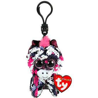 Porte-clés en peluche Ty Beanie Boo's Clip Flippables Zoey le zèbre