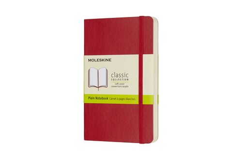 Carnet classique format de poche Moleskine à pages blanches couverture souple Rouge