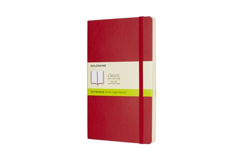 Carnet classique grand format Moleskine à pages blanches couverture souple Rouge