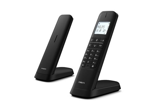 Téléphone Fixe Sans Fil DECT PHILIPS M4702B/12-2 – Écran 4,6 cm, Autonomie 14h