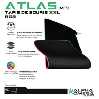 Tapis de souris XXL RGB Alpha Omega Players Noir