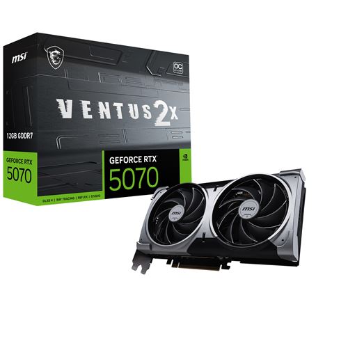 Carte graphique MSI Nvidia GeForce RTX 5070 12G VENTUS 2X OC Gris et Noir