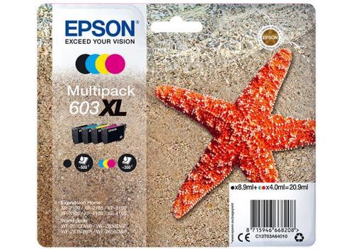 Pack 4 cartouches d'encre Epson 603XL Noir, Cyan, Jaune, Magenta