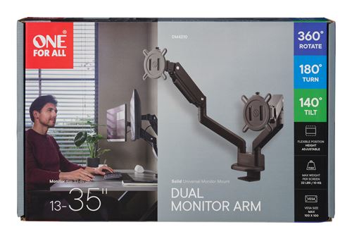 Support universel One for all DM4210 Solid Double bras pour moniteurs de bureau
