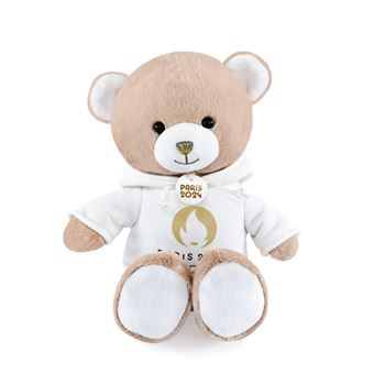 Peluche Doudou et Compagnie Ours Paris 2024 Beige sweat à capuche blanc