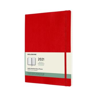 Agenda-carnet 2021 semainier Moleskine Souple très grand format Rouge