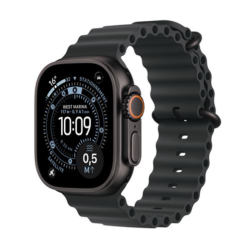 Apple Watch Ultra 3 GPS + Cellular 49mm Boitier en Titane Noir avec Bracelet Océan noir