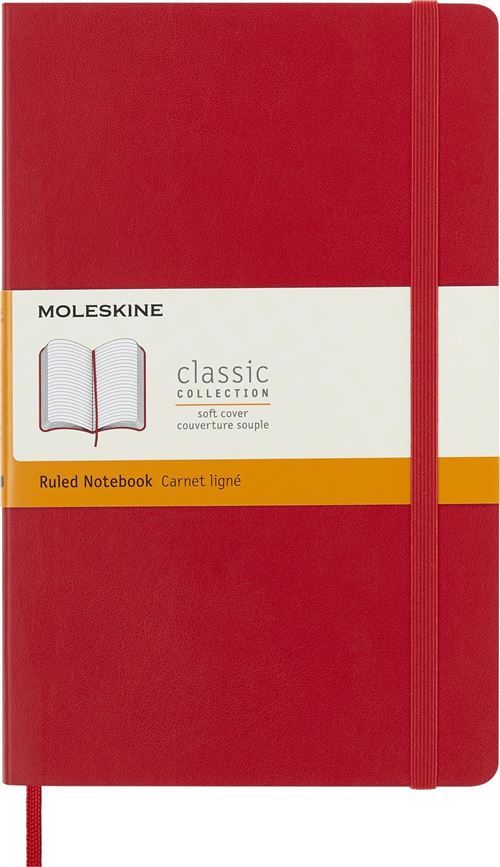 Carnet classique grand format ligné Moleskine Couverture souple Rouge Ecarlat