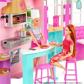 Barbie Mobilier coffret Restaurant pour poupée avec plus de 30