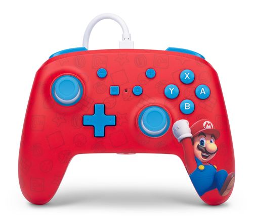 Manette filaire pour Nintendo Switch PowerA Woo-Hoo! Mario Rouge