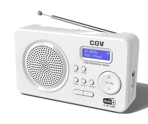 Radio numérique FM et DAB+ portable CGV DR5+ Blanc