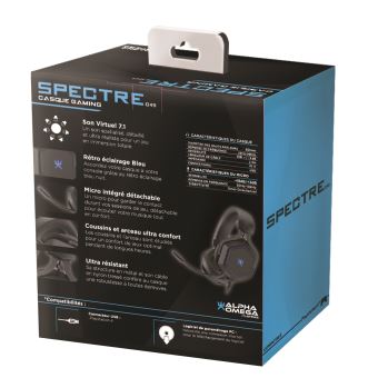 Casque Gaming Alpha Omega Players 7.1 Spectre Noir pour PS4