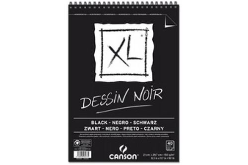 Canson Skizzen- Und Studienblock Xl Black, Din A3, Schwarz 40 Blatt, 150 G Qm, 297 X 420 Mm, Block Mit Kopfspirale, Mit Mikroper