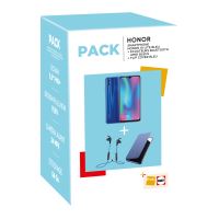 Smartphone Honor 10 Lite Double SIM 64 Go Bleu Saphir + Ecouteurs AM61 Sport Bluetooth Noir + Etui Flip Bleu