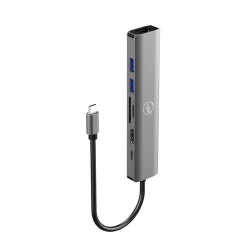 Hub adaptateur USB-C 7 en 1 Mobility Lab Ethernet HDMI Lecteur carte 2 USB-A 3.0 100 W Gris